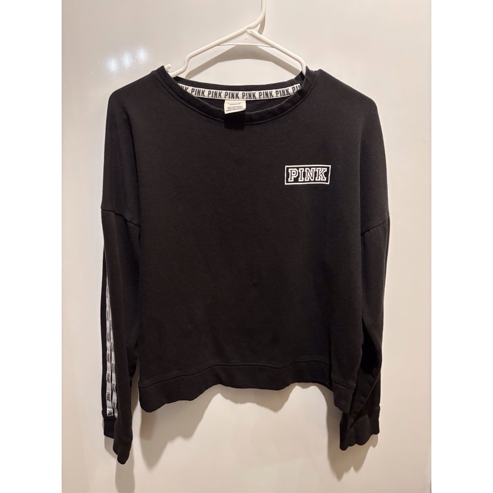 Pink Ladies Size Youth Petite Small Black Sweatshirt Pit To Pit 21" Length 21"